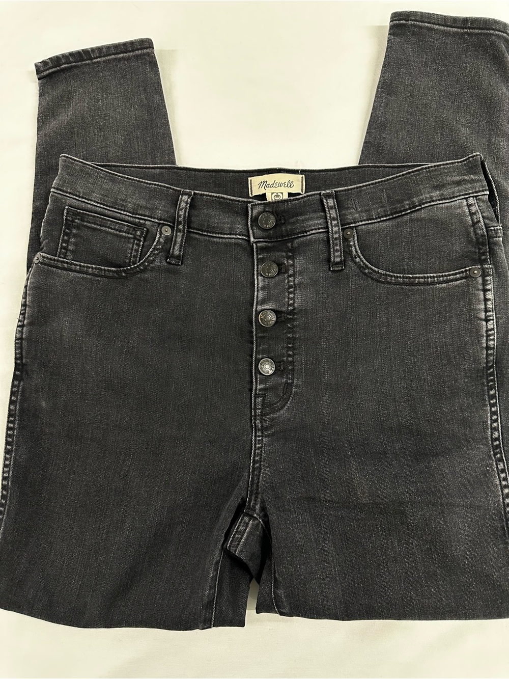 Madewell 10" High-Rise Skinny Jeans Berkeley Black Button Fly 31 - Picture 2 of 8
